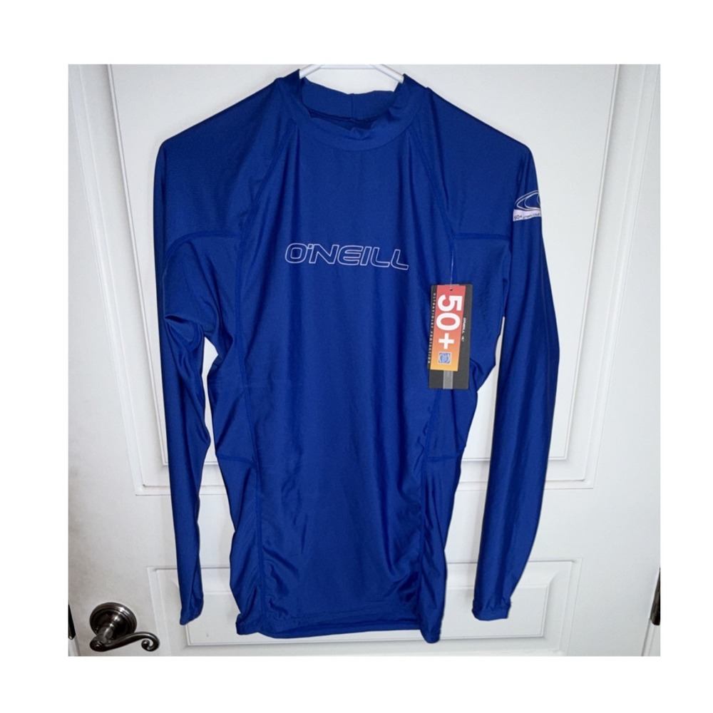 O'Neill Rash Guard Blue Long Sleeve Men's Large UPF 50+ Ultraviolet Protection